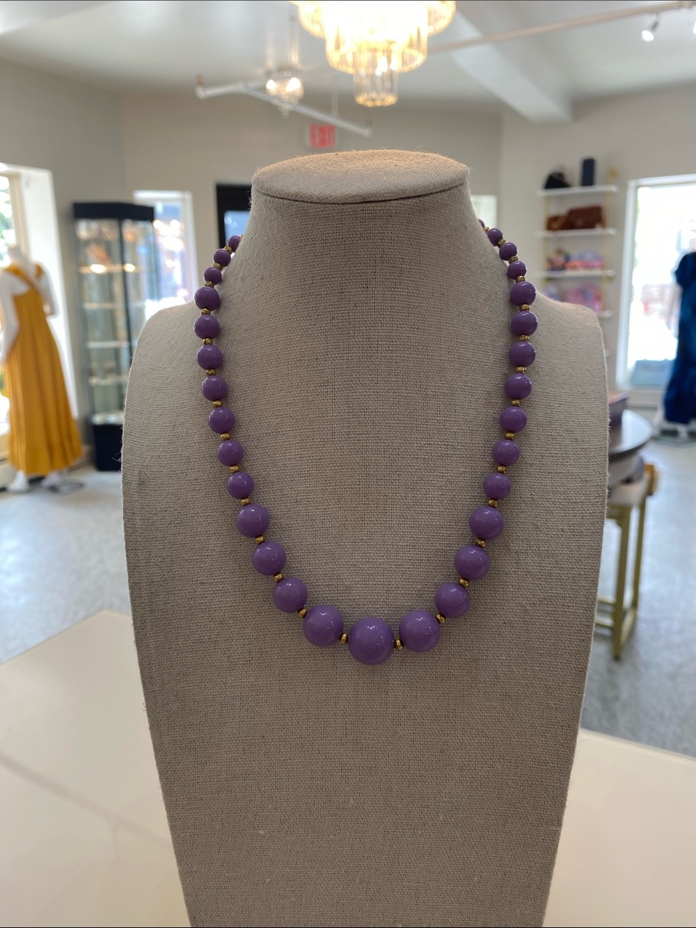 Purple Beaded Necklace with Gold Accents